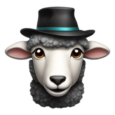 a black wooled sheep with a doctors hat sticker