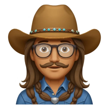 long hair cowboy with glasses sticker