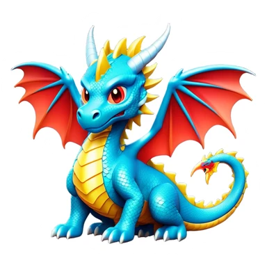 Clash of Clans aesthetic: Cinematic fierce Dragon Emoji, rendered in a 3D vector-style similar to standard emojis with minimal shading and bold, simplified shapes. A compact, isometric dragon with majestic wings and intricately scaled details, softly glowing with a legendary, mythical charm. Simplified yet unmistakably iconic, highly detailed and consistent, glowing with a soft radiant brilliance and high shine. Stylized with a touch of fantastical might and a soft glowing outline, capturing the essence of a mighty dragon with a friendly, playful demeanor! sticker