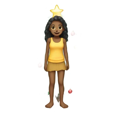 barefoot girls by christmas tree sticker