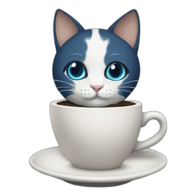 Navy blue cat with coffee sticker