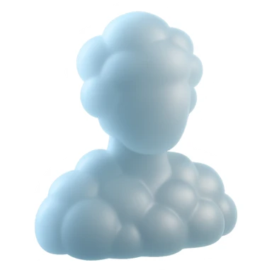 A person from the shoulders up, entirely composed of fluffy white convex clouds sticker