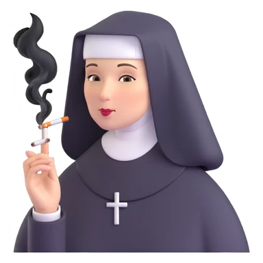 nun smoking a cigarette sticker