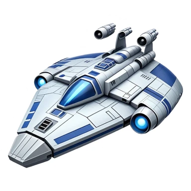 Halcón Milenario de Star Wars, spaceship with blue lights at the rear, simplified details, recognizable shape sticker