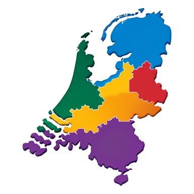 Map outline of the Netherlands with distinctive shape showing provinces sticker