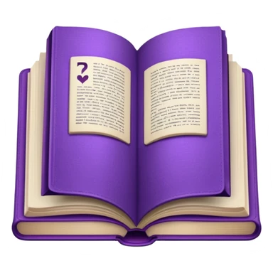 open book with purple cover sticker