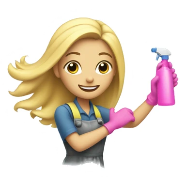 Cleaning girl with long blonde hair and holding a spray bottle  sticker