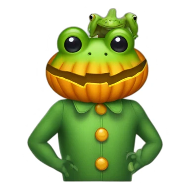 Halloween costume frog with pumpkin patch sticker
