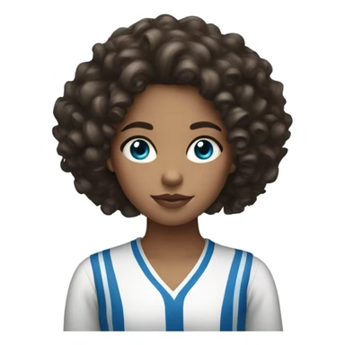 white dominican girl with dark brown big curly hair and blue eyes sticker