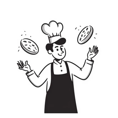 smiling Italian chef spinning pizza dough sticker