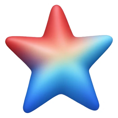 a simple star in 3d with a gradient blue and red sticker