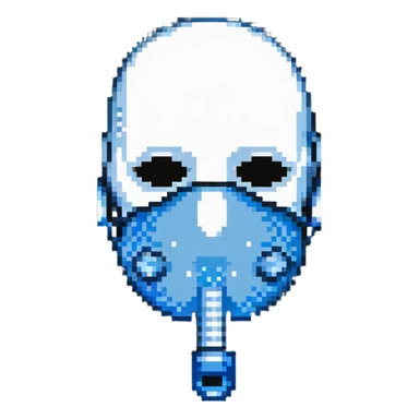 Pixelated blue mouthpiece with breathing tube and nose clip for VO2 max testing, no face sticker
