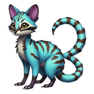 Rare realistic shiny lush exotic cute edgy epic pretty futuristic beautiful handsome gorgeous aesthetic gloomy spooky dark modern colorful vibrant cyber-Vernid-Genet-Trico-species-Fakemon-hybrid-creature by LiLaiRa, beautiful intricate markings, full body sticker