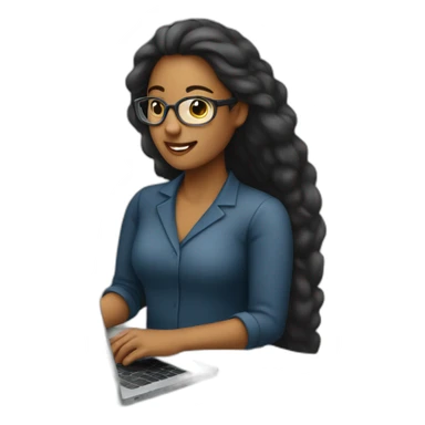 Mujer de pelo oscuro trabajando con una laptop sticker