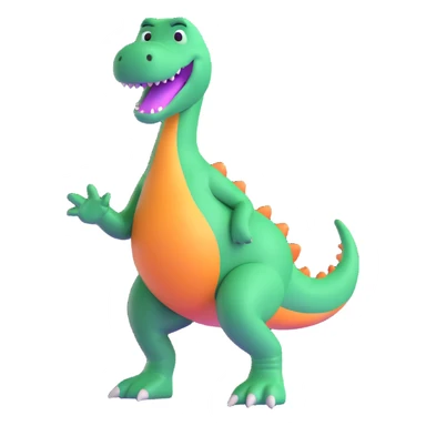 Barney the Dinosaur twerking, fun and dynamic, 3D emoji style sticker