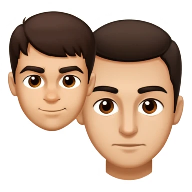 Make the emoji of the guy look as close as possible to the guy in the photos. Match the hair shape and color, eyebrow shape, eyes, nose, lips, skin tone, and facial expression. Keep the emoji style and composition unchanged. sticker