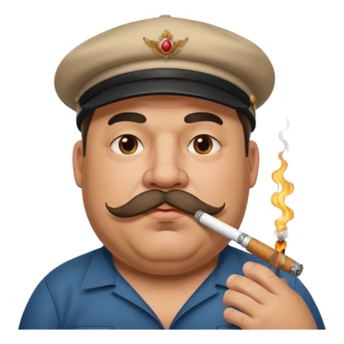 a fat father with a cap and tattoos, a cigarette in his mouth, and a mustache. sticker