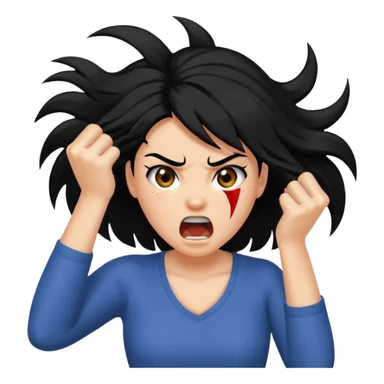black haired woman ripping her hair out with rage sticker