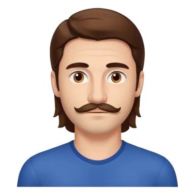 Matthieu Charneau, male actor (b.1988) with long hair and thin mustache sticker