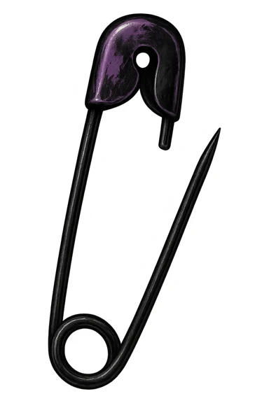 emo safety pin, black and purple, no background sticker