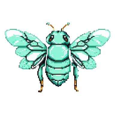 Mint green female bee with diamond wings, sparkly rhinestones, and glittery effects sticker