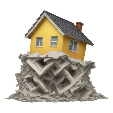 House falling because of earthquake sticker