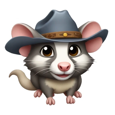 Possum wearing a cowboy hat sticker