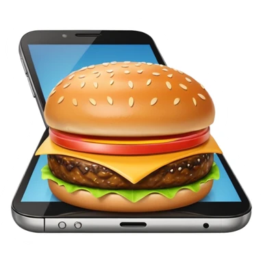 a phone that has a picture of a hamburguer in the frames of the phone not outside sticker
