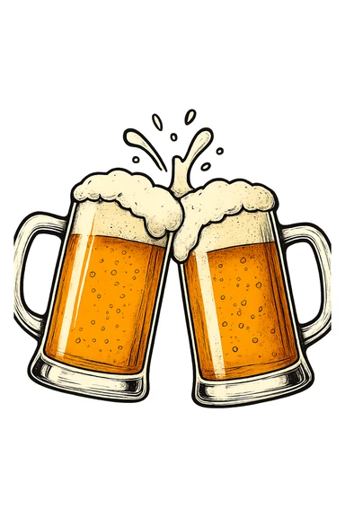 2 drink che fanno brindisi di birre senza mani sticker