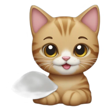 A cat playing with sugar sticker