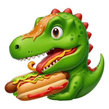 dinosaur eats hotdog, portrait sticker