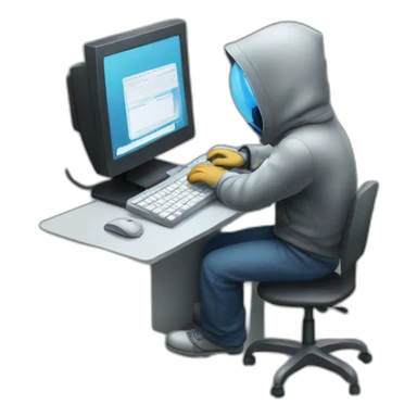 Hacker typing on a computer sticker