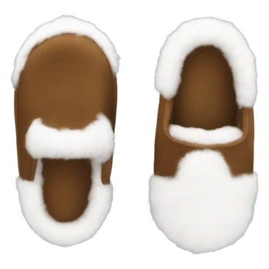Brown pair of slippers with white fur sticker