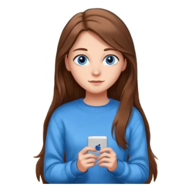 high school class room with a pretty female high school student with long brown hair, blue eyes sticker