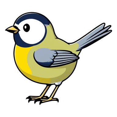 Colorful great tit bird with yellow belly sticker