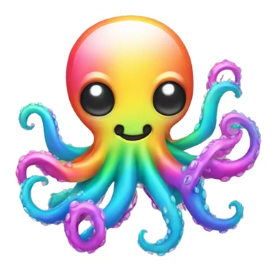 Kawaii Rainbow chrome octopus wearing neon shirt   sticker