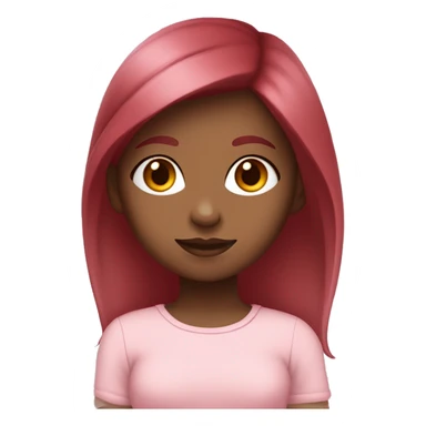 a fair skintone girl with red cherry maroon hair colour wearing a baby pink top sticker