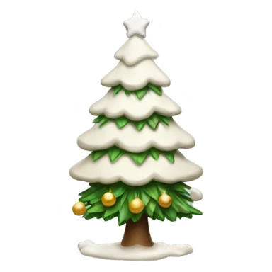 Snowy Christmas tree with cream bow sticker