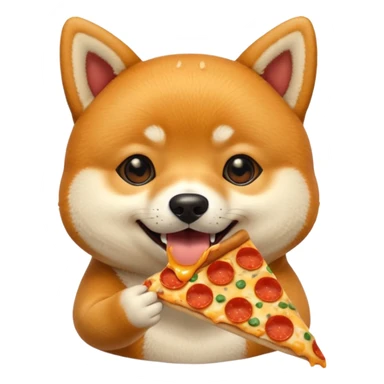 animated shiba inu eating pizza sticker