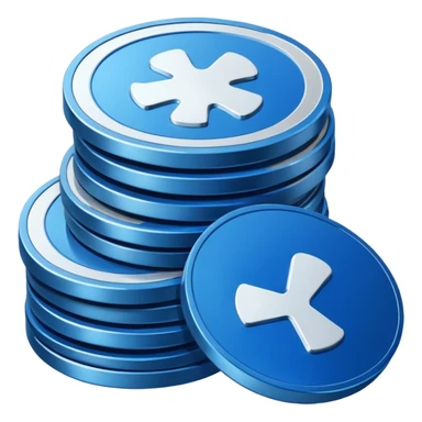 stack of blue and white coins sticker