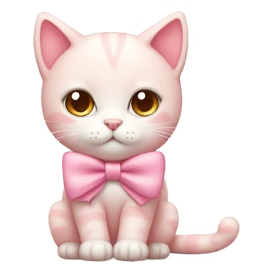 cute pastel pink cat with a bow sticker