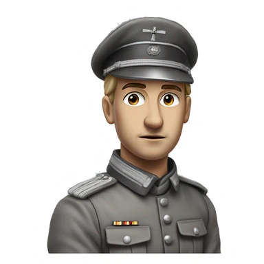 photorealistic 30 years old german soldier the middle of the XX century gray uniform detailed face with wrinkles, closed mouth, small eyes  sticker