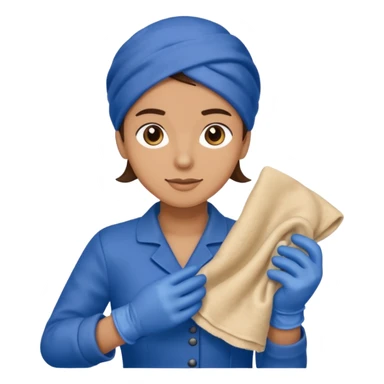 Cleaner + blue gloves + rag, Cafe staff. sticker