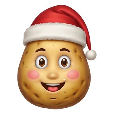 Potato with a face and a Santa Christmas hat on sticker