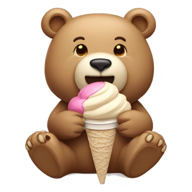 Beige bear eating ice cream sticker