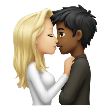 Blond girl kissing dark hair white boy sticker