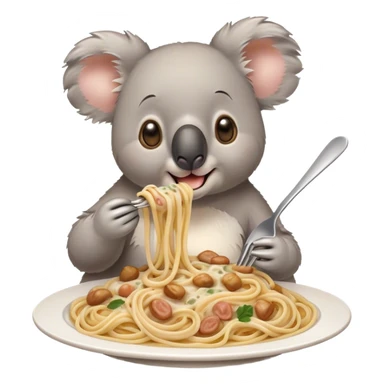 Koala eating carbonara pasta sticker