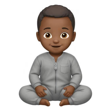 Black baby with straight face in a grey jumpsuit sticker