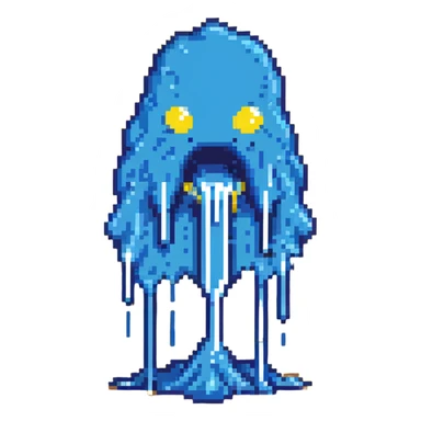 blue slime monster dripping goo sticker