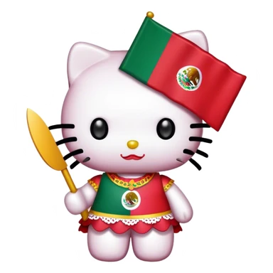 Hello kitty with a Mexican flag  sticker
